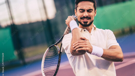 Man on tennis court