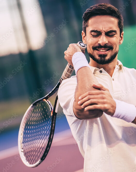 Man on tennis court