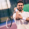 Man on tennis court